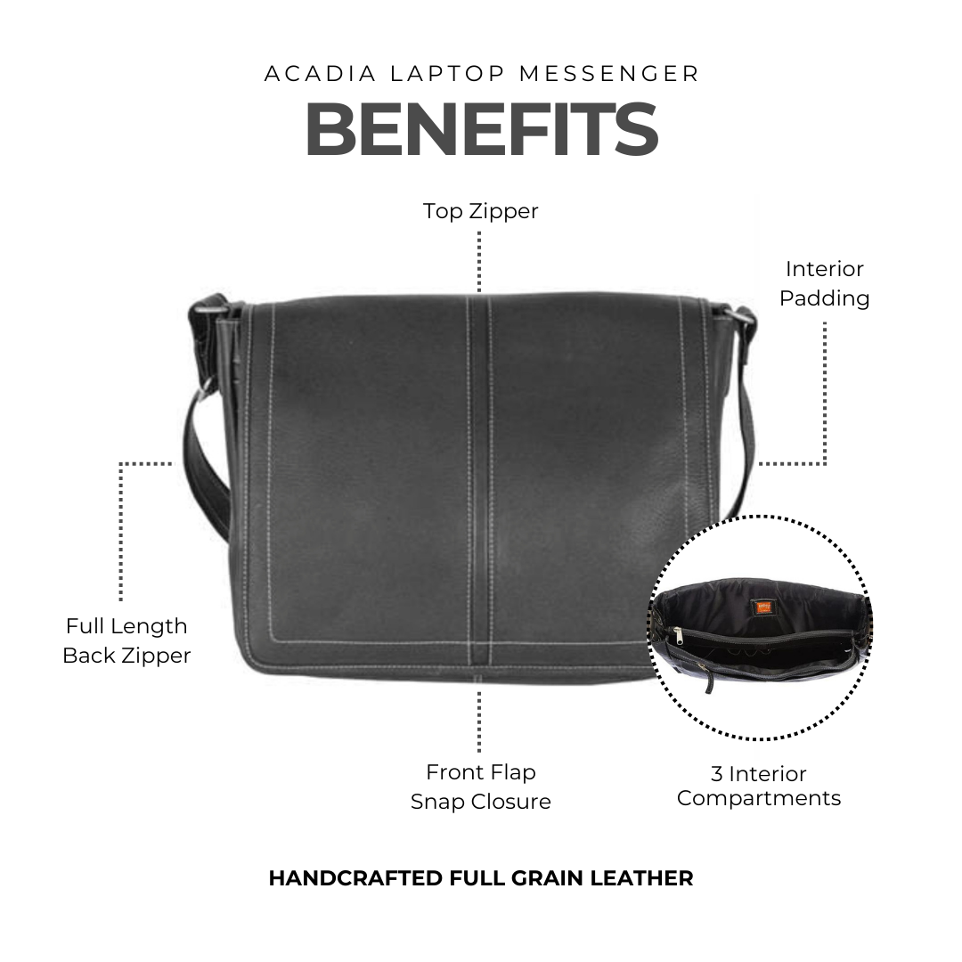Acadia Leather Laptop Messenger Bag